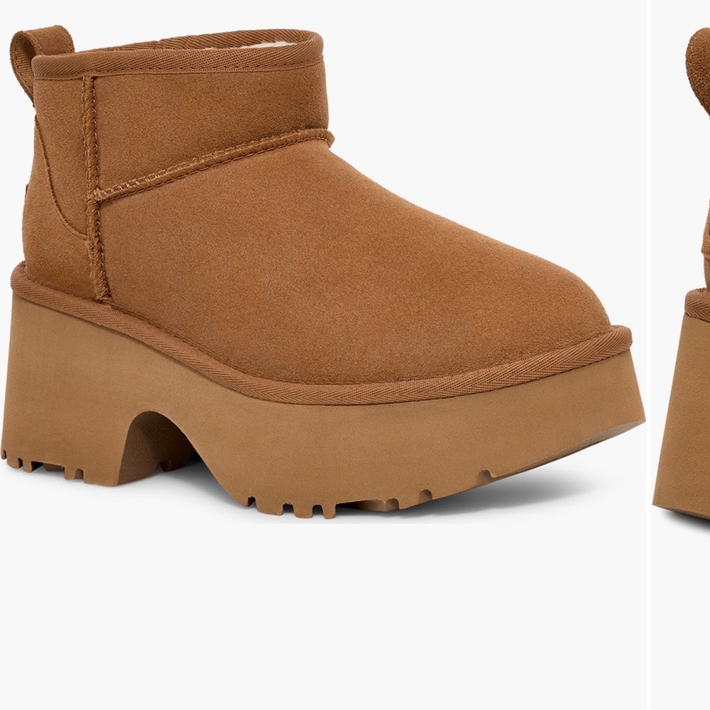 UGG Tan Suede Ankle Boots with Plush Lining and platform size 9 NWT